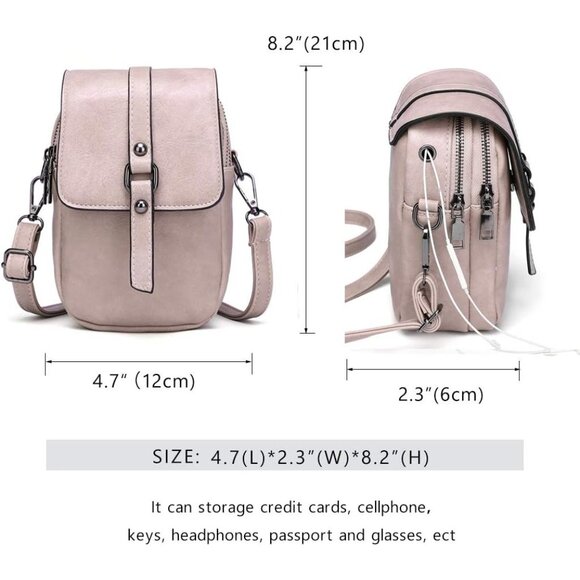 Women's Pink Vintage Cross Body Phone Bag Small Messenger Shoulder Handbag - Picture 2 of 7